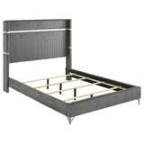 Furniture City Houma - Coaster - Lucia 61-inch Upholstered Eastern King Wingback Bed Grey - 224991KE