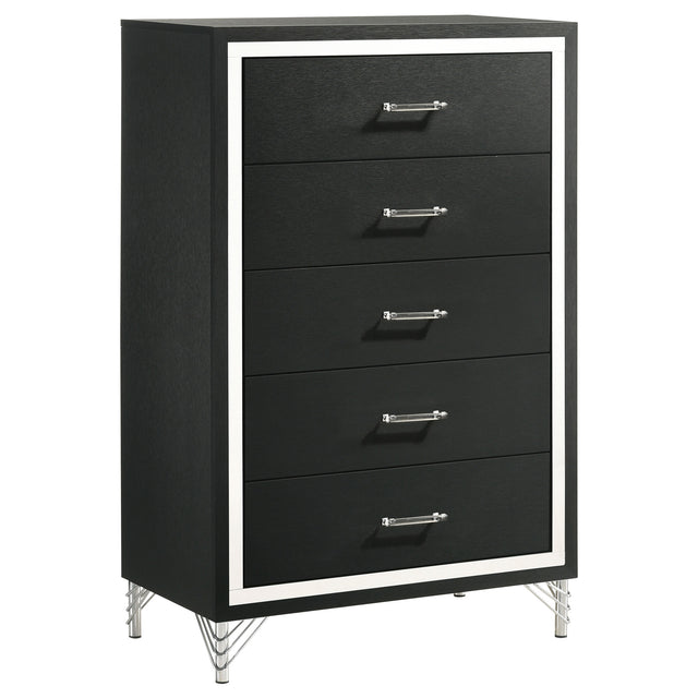 Furniture City Houma - Coaster - Lucia 5-drawer Bedroom Chest of Drawers Black - 224995
