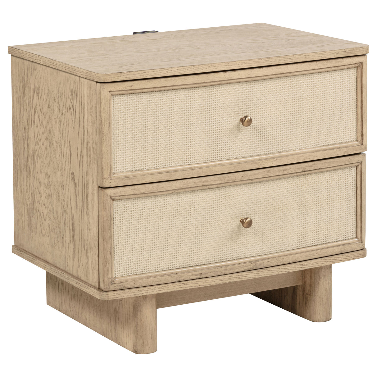 Furniture City Houma - Coaster - Kailani 2-drawer Nightstand Bedside Table Beige Oak - 225042