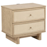 Furniture City Houma - Coaster - Kailani 2-drawer Nightstand Bedside Table Beige Oak - 225042