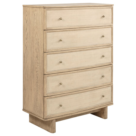 Furniture City Houma - Coaster - Kailani 5-drawer Bedroom Chest of Drawers Beige Oak - 225045
