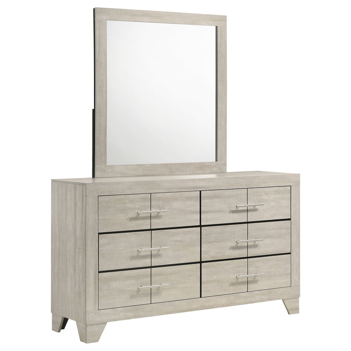 Furniture City Houma - Coaster - Trenton 6-drawer Bedroom Dresser With Mirror Rustic Cream - 225063M