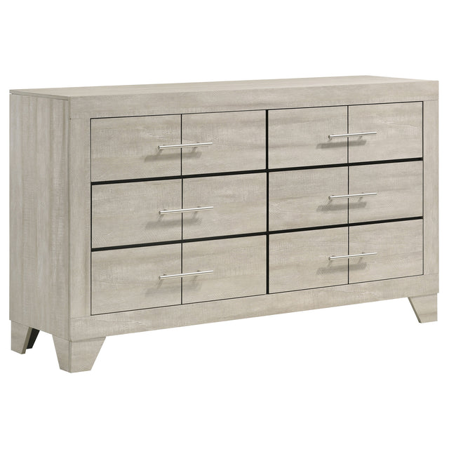 Furniture City Houma - Coaster - Trenton 6-drawer Bedroom Dresser Rustic Cream - 225063