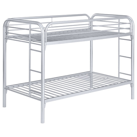 Furniture City Houma - Coaster - Morgan Metal Twin Over Twin Bunk Bed Silver - 2256V
