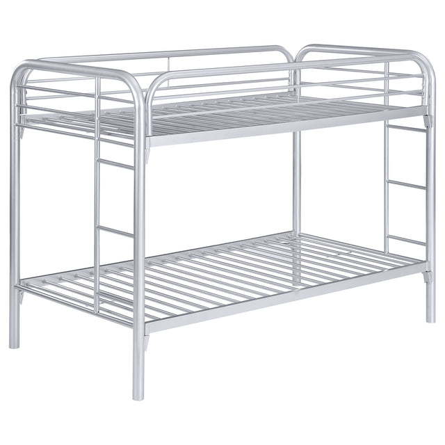 Furniture City Houma - Coaster - Morgan Metal Twin Over Twin Bunk Bed Silver - 2256V