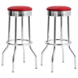 Furniture City Houma - Coaster - Retro Upholstered Metal Swivel Bar Stool Red (Set of 2) - 2299R