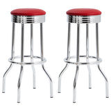 Furniture City Houma - Coaster - Retro Upholstered Metal Swivel Bar Stool Red (Set of 2) - 2299R