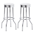 Furniture City Houma - Coaster - Retro Upholstered Metal Swivel Bar Stool White (Set of 2) - 2299W