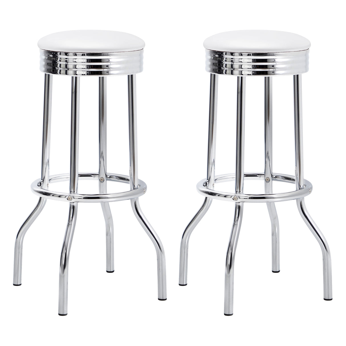 Furniture City Houma - Coaster - Retro Upholstered Metal Swivel Bar Stool White (Set of 2) - 2299W