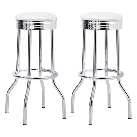 Furniture City Houma - Coaster - Retro Upholstered Metal Swivel Bar Stool White (Set of 2) - 2299W