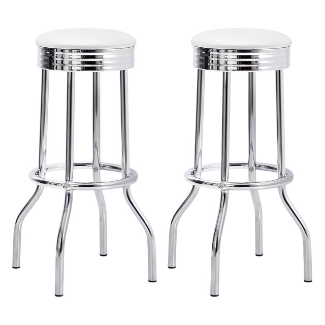 Furniture City Houma - Coaster - Retro Upholstered Metal Swivel Bar Stool White (Set of 2) - 2299W