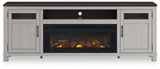 Darborn - 88" TV Stand With Electric Infrared Fireplace Insert - Gray / Brown