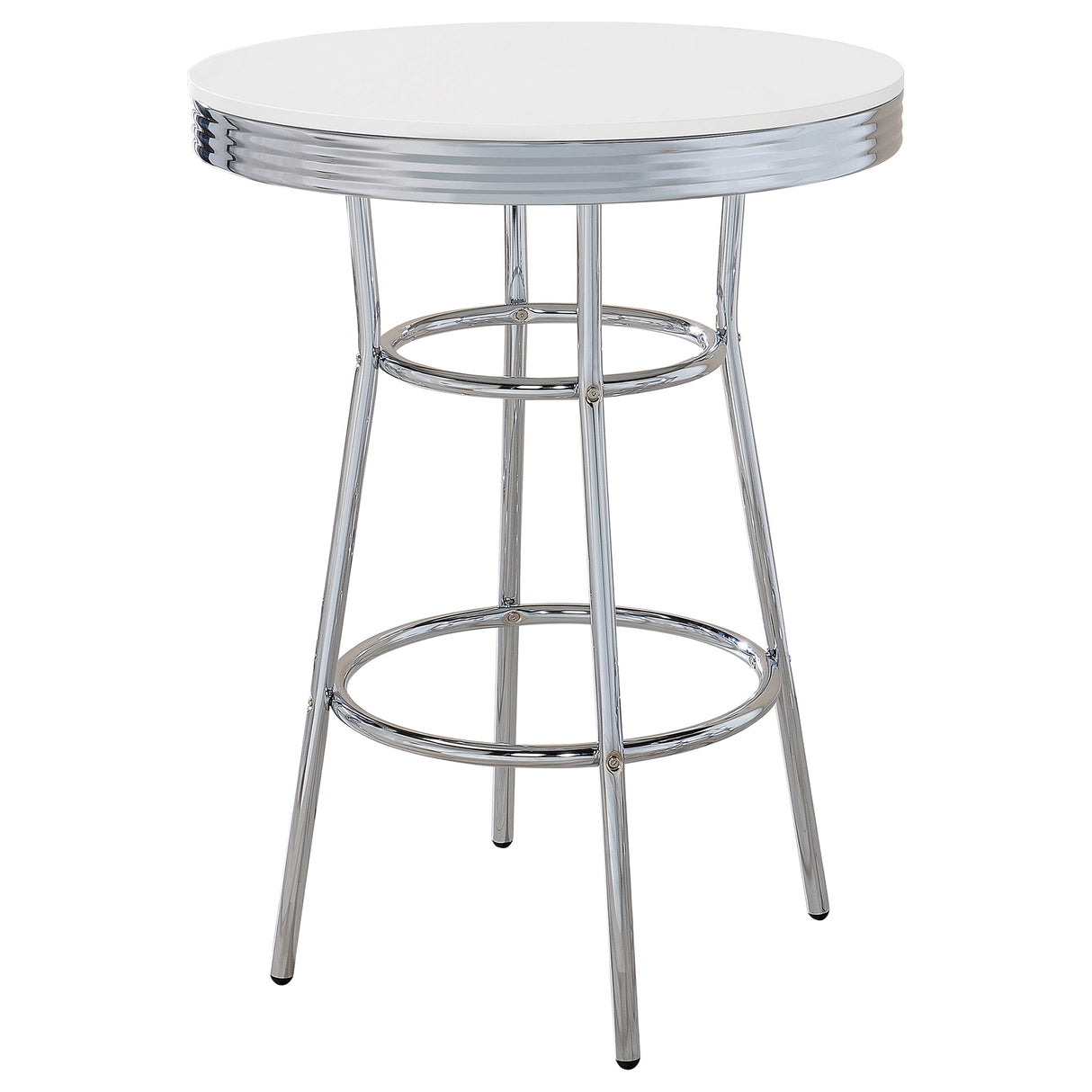 Furniture City Houma - Coaster - Retro Round 30-inch 1950's Bistro Pub Height Bar Table White - 2300