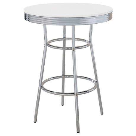 Furniture City Houma - Coaster - Retro Round 30-inch 1950's Bistro Pub Height Bar Table White - 2300