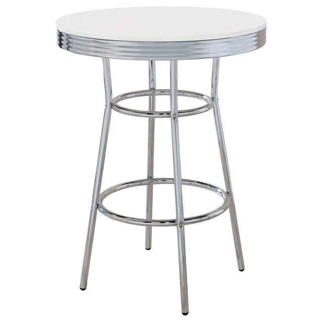 Furniture City Houma - Coaster - Retro Round 30-inch 1950's Bistro Pub Height Bar Table White - 2300