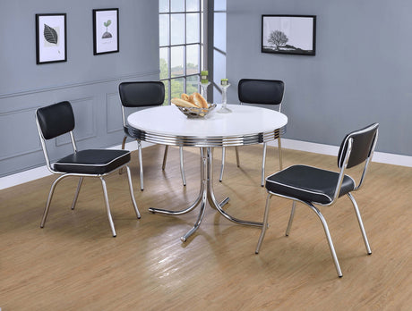 Furniture City Houma - Coaster - Retro 5-piece Round Dining Table Set White and Black - 2388-S5