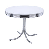 Furniture City Houma - Coaster - Retro Round 42-inch Wood Top Dining Table White and Chrome - 2388