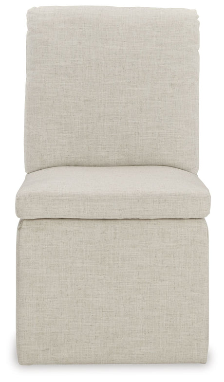 Krystanza - 9 Pc. - Dining Room Table, 8 Oatmeal Side Chairs - Weathered Gray