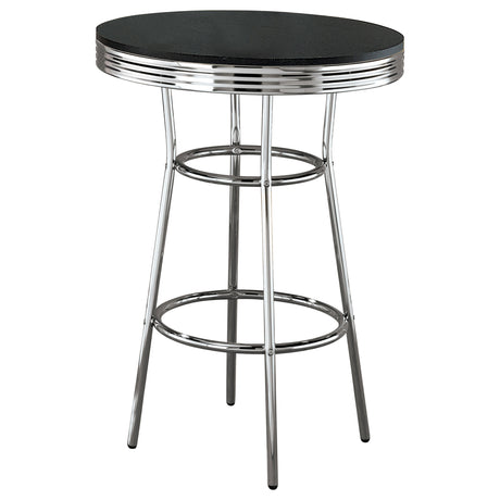 Furniture City Houma - Coaster - Retro Round 30-inch 1950's Bistro Pub Height Bar Table Black - 2405