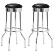 Furniture City Houma - Coaster - Retro Upholstered Metal Swivel Bar Stool Black (Set of 2) - 2408
