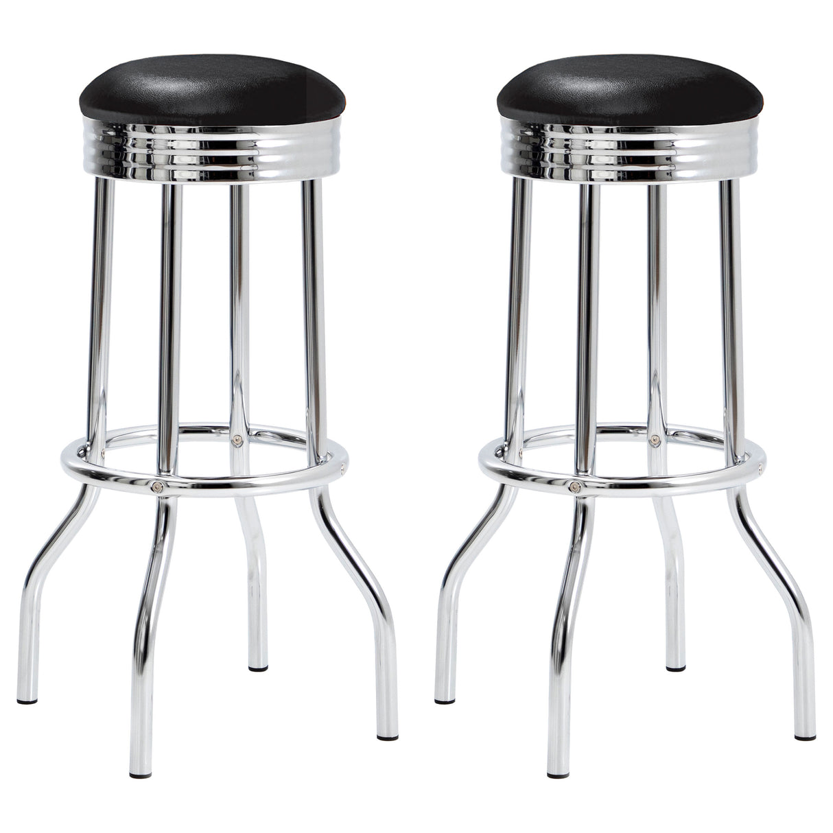 Furniture City Houma - Coaster - Retro Upholstered Metal Swivel Bar Stool Black (Set of 2) - 2408