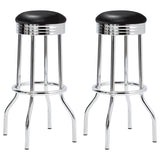 Furniture City Houma - Coaster - Retro Upholstered Metal Swivel Bar Stool Black (Set of 2) - 2408