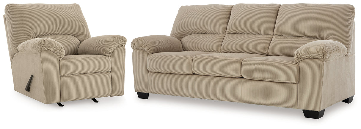 Furniture City Houma - Ashley Furniture - SimpleJoy Sofa and Recliner - Sofa and Recliner - 24203U2
