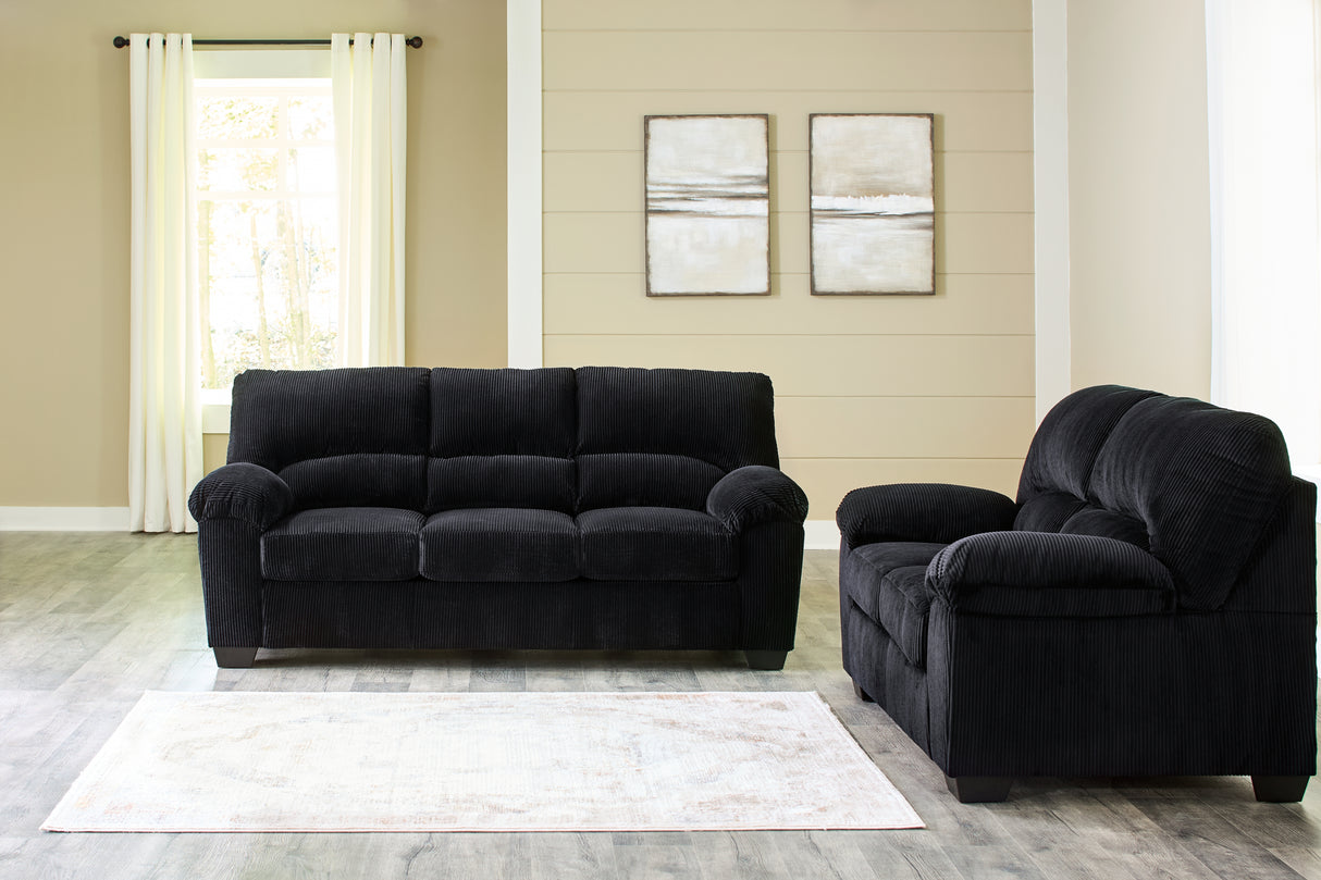 Furniture City Houma - Ashley Furniture - SimpleJoy Sofa and Loveseat - Sofa and Loveseat / Onyx - 24204U1