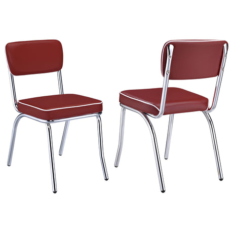 Furniture City Houma - Coaster - Retro Upholstered Dining Side Chair Red (Set of 2) - 2450R