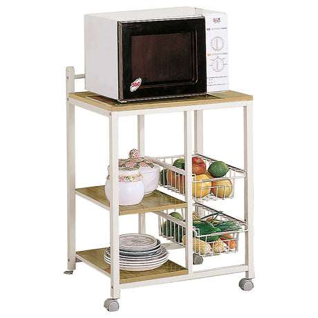 Furniture City Houma - Coaster - Kelvin 2-shelf Mobile Kitchen Cart Natural Brown and White - 2506