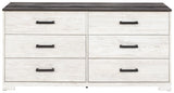 Shawburn - Six Drawer Dresser - Pewter-tone pulls - White / Black / Gray