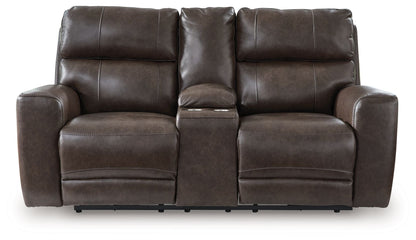 Crossplex - Power Reclining Loveseat / Console / Adjustable Headrest - Smoke