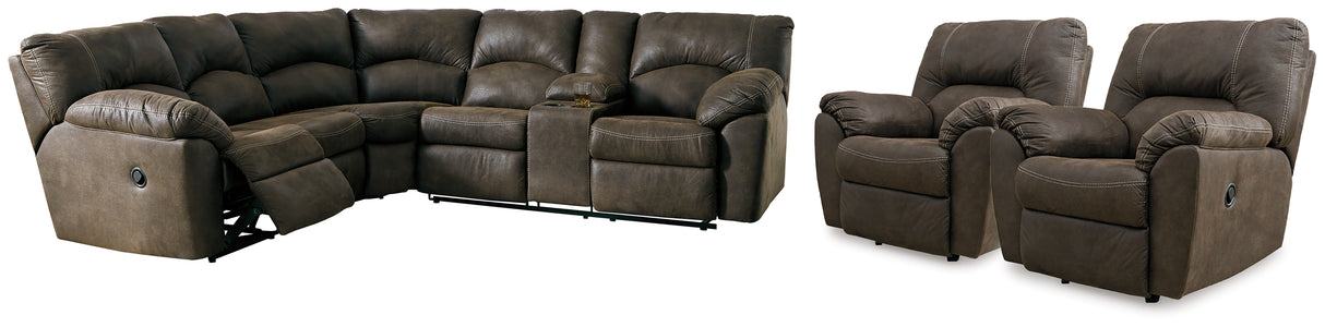 Furniture City Houma - Ashley Furniture - Tambo 2-Piece Reclining Sectional and 2 Recliners - 2-Piece Reclining Sectional and 2 Recliners - 27802U1