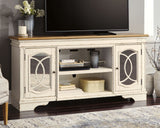 Realyn - XL TV Stand w/Fireplace Option - Chipped White