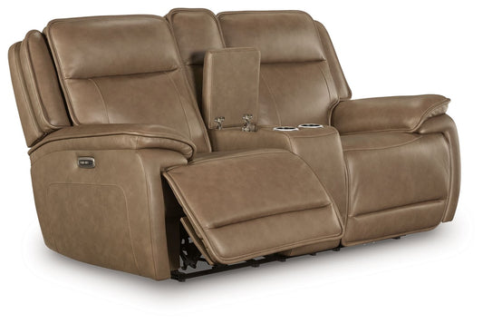 Glencroft - Power Reclining Loveseat With Console / Adjustable Headrest - Sahara