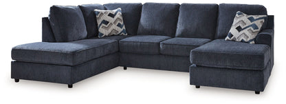 Albar Place - 3 Pc. - 2-Piece Sectional With Raf Sofa Chaise, Ottoman - Cobalt