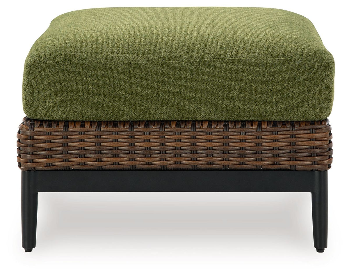 Horizon Hall - Ottoman With Cushion - Brown / Green