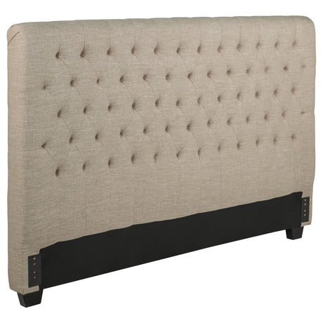 Furniture City Houma - Coaster - Chloe Upholstered Eastern King Panel Headboard Oatmeal - 300007KEB1