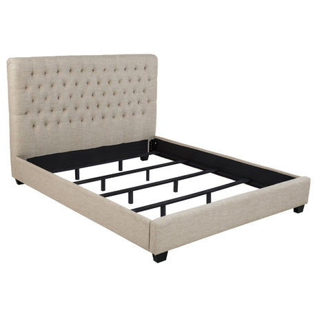 Furniture City Houma - Coaster - Chloe Upholstered California King Panel Bed Oatmeal - 300007KW