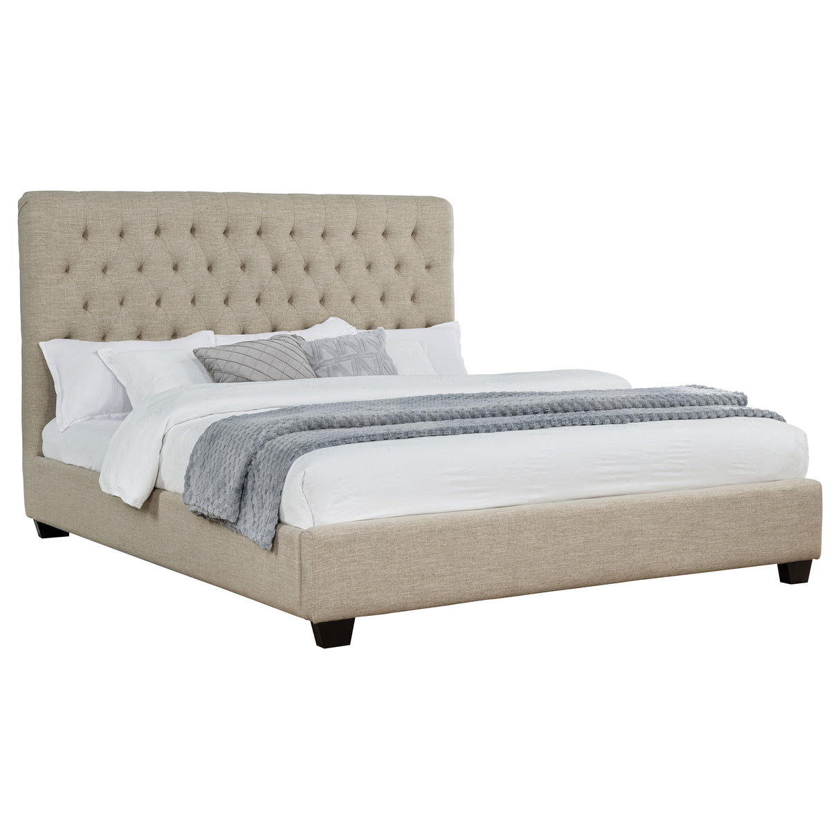 Chloe Upholstered California King Panel Bed Oatmeal