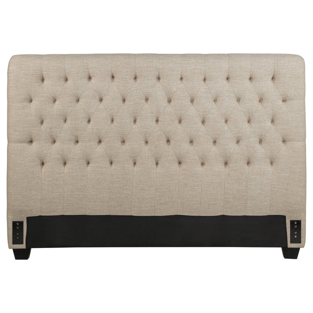 Furniture City Houma - Coaster - Chloe Upholstered Queen Panel Headboard Oatmeal - 300007QB1