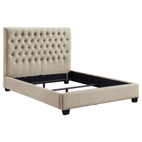 Furniture City Houma - Coaster - Chloe Upholstered Queen Panel Bed Oatmeal - 300007Q