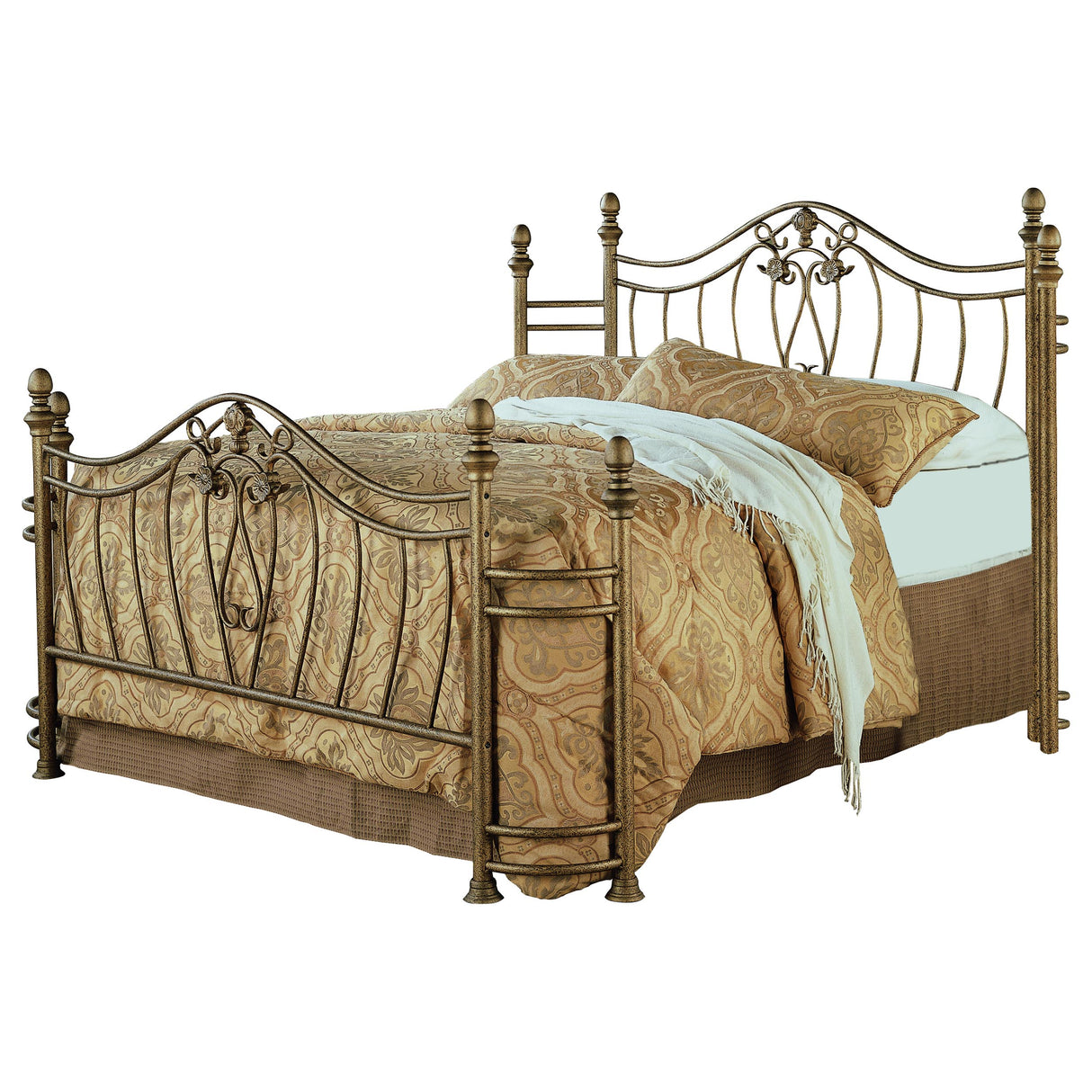 Furniture City Houma - Coaster - Sydney Metal Eastern King Open Frame Bed Brushed Gold - 300171KE-SET