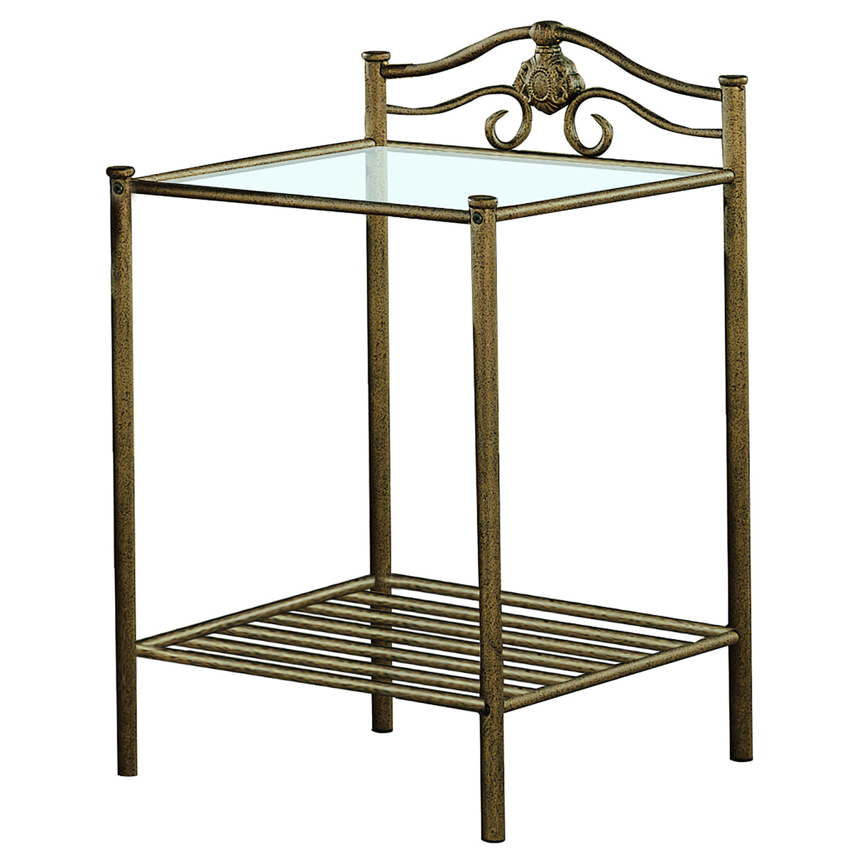 Furniture City Houma - Coaster - Sydney Metal 2-shelf Nightstand Antique Brushed Gold - 300172
