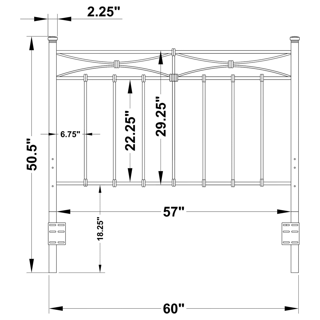 Lane Metal Queen or Full Open Frame Headboard Rustic Bronze