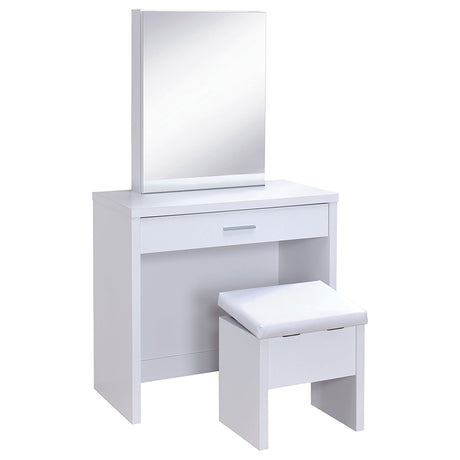 Furniture City Houma - Coaster - Harvey Vanity Set with Lift-Top Stool White - 300290