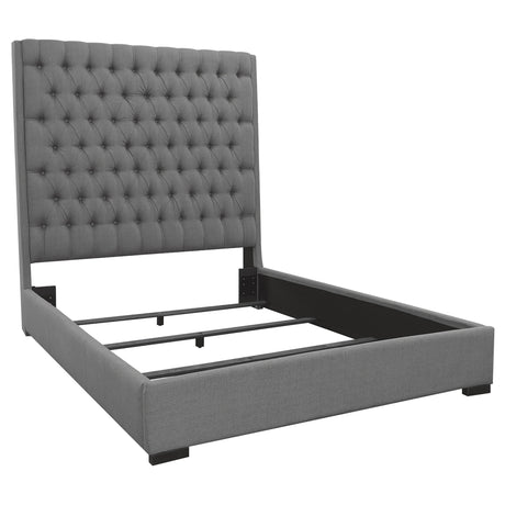 Furniture City Houma - Coaster - Camille Upholstered Queen Panel Bed Grey - 300621Q