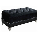 Furniture City Houma - Coaster - Barzini Velvet Upholstered Tufted Storage Bench Black - 300644