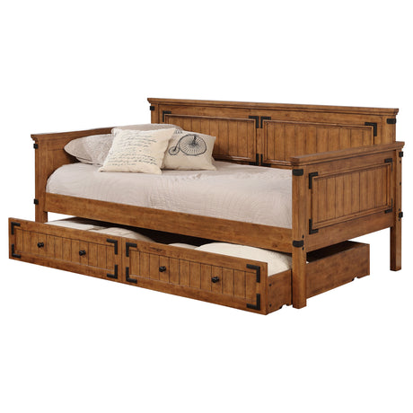 Furniture City Houma - Coaster - Oakdale Wood Twin Daybed with Trundle Rustic Honey - 300675-SET
