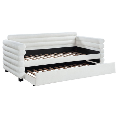 Furniture City Houma - Coaster - Patricia Boucle Upholstered Twin Day Bed with Trundle White - 300716